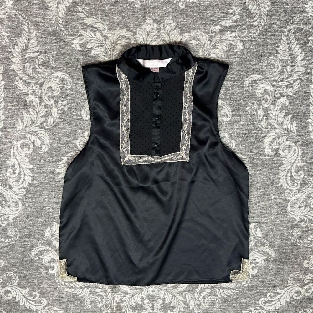 Victoria's Secret Women's Black Satin Sleeveless Blouse Size S